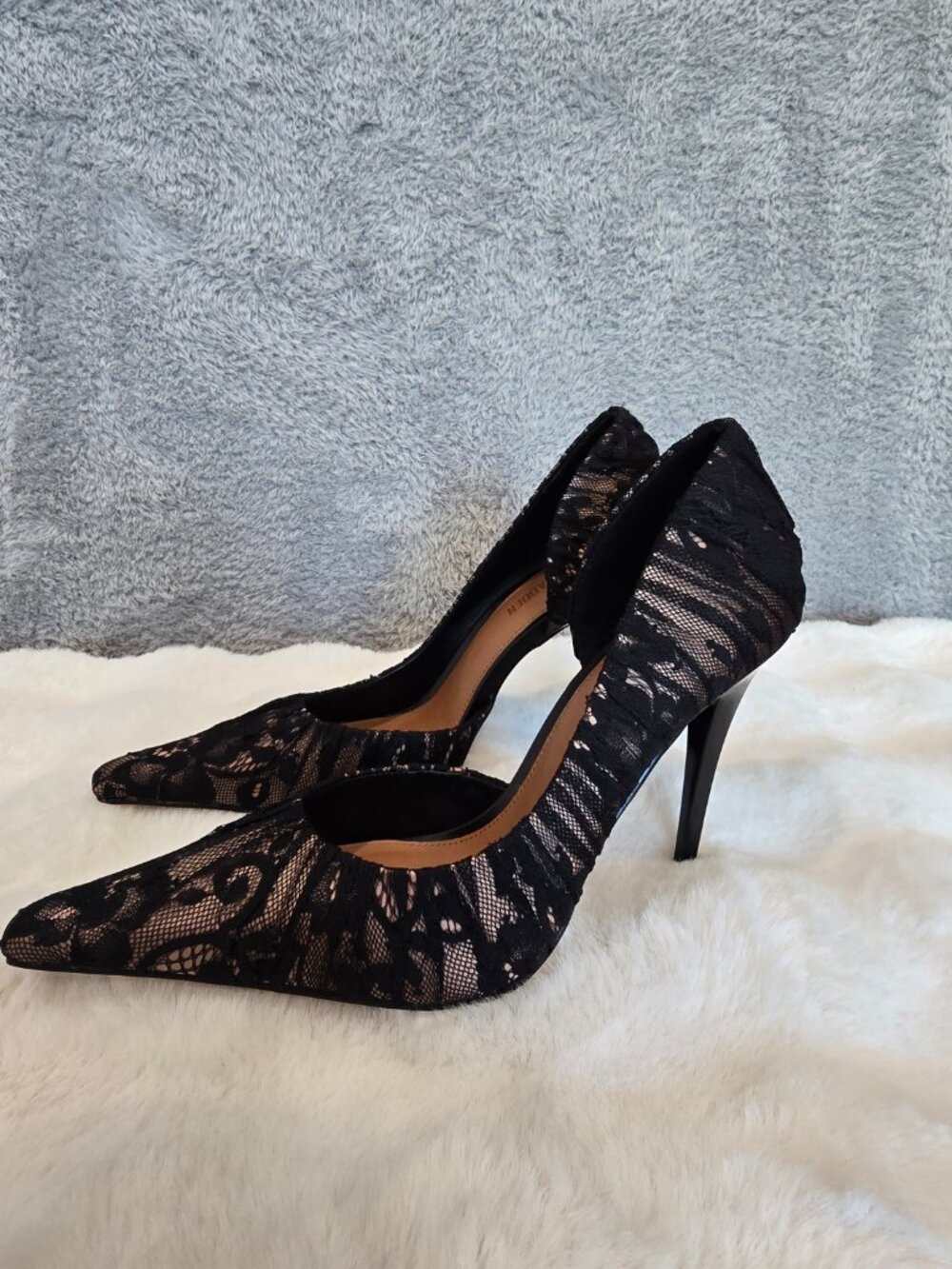 Steve Madden Elegant Stiletto D'Orsay Black Lace Heels Women's Sizes NEW - Picture 6 of 13